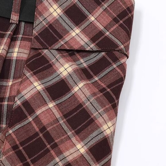 B.Sure Brown Plaid Straight-Leg Casual Pants - Picture 3 of 4